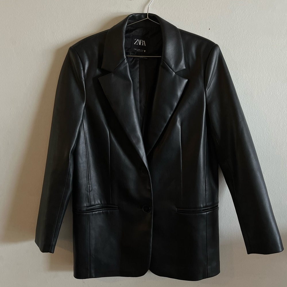 Zara Faux Leather Blazer
